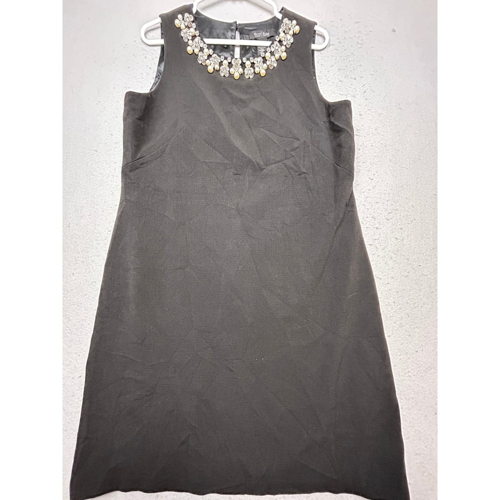 White House Black Market Dress Embellished Neck Black Size 14 Womens